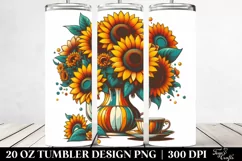 Retro Vibrant Sunflowers Clipart, High-Res 20 Oz Tumbler Product Image 2
