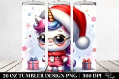Cute Unicorn with Santa Hat Clipart, High-Res 20 Oz Tumbler Product Image 2