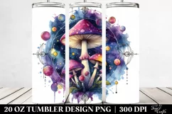 Vibrant Magical Mushroom Clipart, Transparent 20 Oz Tumbler Product Image 2