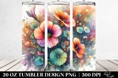 20 Oz Tumbler Sublimation | Colorful Stained Nasturtium Product Image 2
