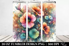 20 Oz Tumbler Sublimation | Colorful Stained Nasturtium Product Image 2