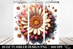 Abstract Wooden Small Stained Gerbera Shiny Golden Product Image 2