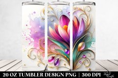 20 Oz Tumbler Sublimation | Colorful Crocus on White Product Image 2