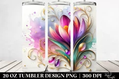 20 Oz Tumbler Sublimation | Colorful Crocus on White Product Image 2