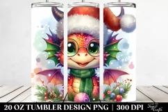 Cute Excited Dragon Christmas Clipart, High-Res 20 Oz Product Image 2