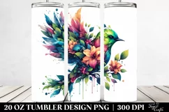 Abstract Floral Bird. 20 Oz Tumbler Design Product Image 2