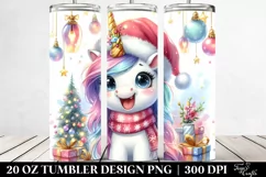 Excited Unicorn with Christmas Decorations 20 Oz Tumbler Product Image 2