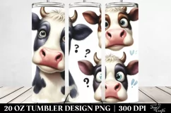 Goofy Cow Portrait with Confused Eyes | 20 Oz Tumbler Product Image 2