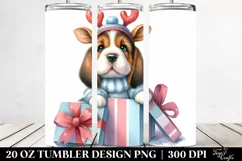 Expressive Basset Hound with Winter Reindeer PNG Product Image 2