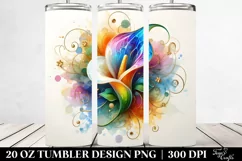 Colorful Calla Lily with Watercolor Splash | 20 Oz Tumbler Product Image 2