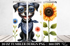 Goofy Black Dog with Bandana and es | 20 Oz Tumbler Product Image 2