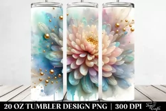 Shiny Pastel Chrysanthemum Art, Transparent 20 Oz Tumbler Product Image 2