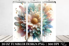 Shiny Pastel Chrysanthemum Art, Transparent 20 Oz Tumbler Product Image 2
