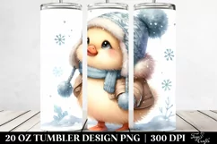 Winter Baby Duck Watercolor Image | 20 oz Tumbler Product Image 2