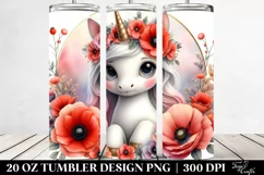 Cute Baby Unicorn with Poppy Frame | 20 oz Tumbler Product Image 2