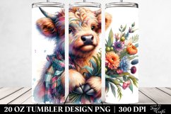 colorful Highland Cow Bouquet. 20 Oz Tumbler Design Product Image 2