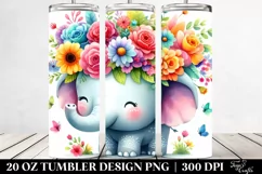 Cartoon Elephant Flower Crown | Tshirt|Tumbler|Mug|Clipart Product Image 2