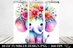 Cartoon Elephant Flower Crown | Tshirt|Tumbler|Mug|Clipart Product Image 2
