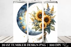 Washed Moon with Sunflowers Clipart, High-Res 20 Oz Tumbler Product Image 2