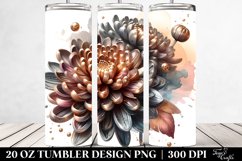 Shiny Chrysanthemum Golden Wood Round Watercolor Splash | 20 Product Image 2