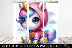 colorful Raincoat Baby Unicorn. 20 Oz Tumbler Design Product Image 2