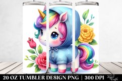 colorful Raincoat Baby Unicorn. 20 Oz Tumbler Design Product Image 2
