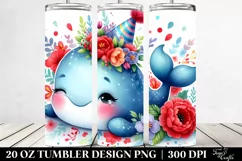 Colorful Sleeping Baby Whale with Party Hat | 20 oz Tumbler Product Image 2