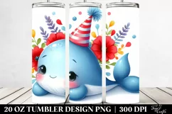 Colorful Sleeping Baby Whale with Party Hat | 20 oz Tumbler Product Image 2