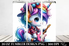 Vibrant Unicorn Playing Clipart, High-Res 20 Oz Tumbler Product Image 2