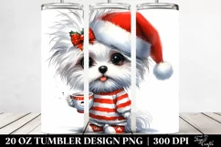 Expressive Baby Maltese with Santa Hat PNG Product Image 2
