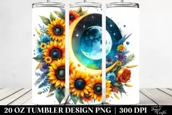 Whimsical Half Moon with Sunflowers Clipart, High-Res 20 Oz Product Image 2