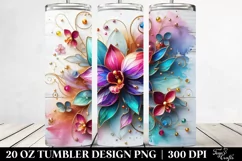 20 Oz Tumbler Sublimation | Orchid Watercolor Splash Floral Product Image 2
