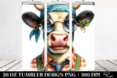 Enthusiastic Cow Portrait with Bandana | 20 Oz Tumbler Product Image 2