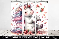 Cute Baby Unicorn Tumbling with Spring Petals | 20 Oz Product Image 2