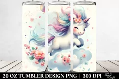 Cute Baby Unicorn Tumbling with Spring Petals | 20 Oz Product Image 2
