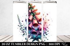 20 Oz Tumbler Sublimation | Colorful Foxglove on White Product Image 2