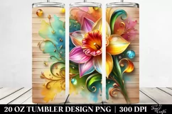 Colorful Daffodil on Wooden Background | 20 Oz Tumbler Product Image 2