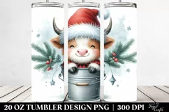 Whimsical Highland Cow with Santa Hat 20 Oz Tumbler Product Image 2