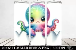 Colorful Baby Octopus with Big Eyes PNG Product Image 2
