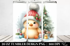 Washed Watercolor Duck with Christmas Tree 20 Oz Tumbler Product Image 2