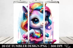 Dancer Unicorn Watercolor. 20 Oz Tumbler Design Product Image 2