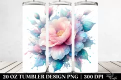 Shiny Pastel Camellia Art, Transparent 20 Oz Tumbler Product Image 2
