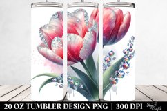 20 Oz Tumbler Sublimation | Diamond Tulip Watercolor Splash Product Image 2