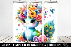 Vibrant Peacock with Flower Crown 20 Oz Tumbler Product Image 2