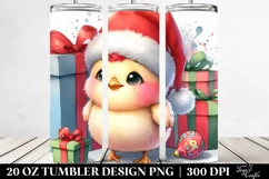 Expressive Baby Chicken with Santa Hat PNG Product Image 2