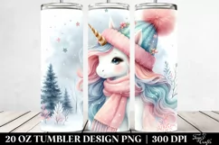 Whimsical Unicorn in Winter Clothes, Transparent 20 Oz Product Image 2