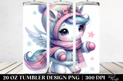 Whimsical Unicorn in Winter Clothes, Transparent 20 Oz Product Image 2