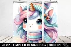 Whimsical Unicorn in Winter Clothes, Transparent 20 Oz Product Image 2