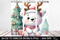 Expressive Polar Bear with Reindeer Horns PNG Product Image 2