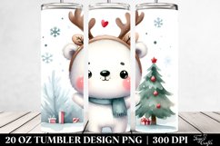 Expressive Polar Bear with Reindeer Horns PNG Product Image 2